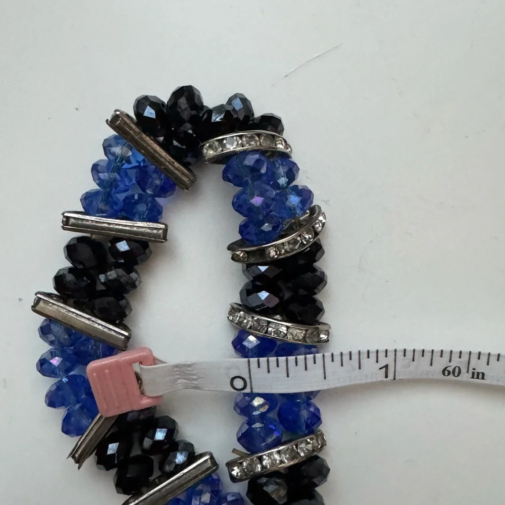 Handmade Blue & Black Crystal Stretch Bracelet